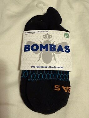 Bombas Black Low-Cut Athletic Socks with Blue and Orange Accents XS